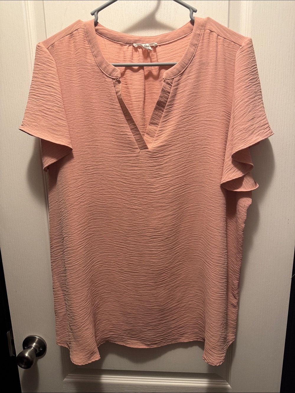 Maurices 0X Blush Pink Flutter Sleeve Textured Blouse Plus Size